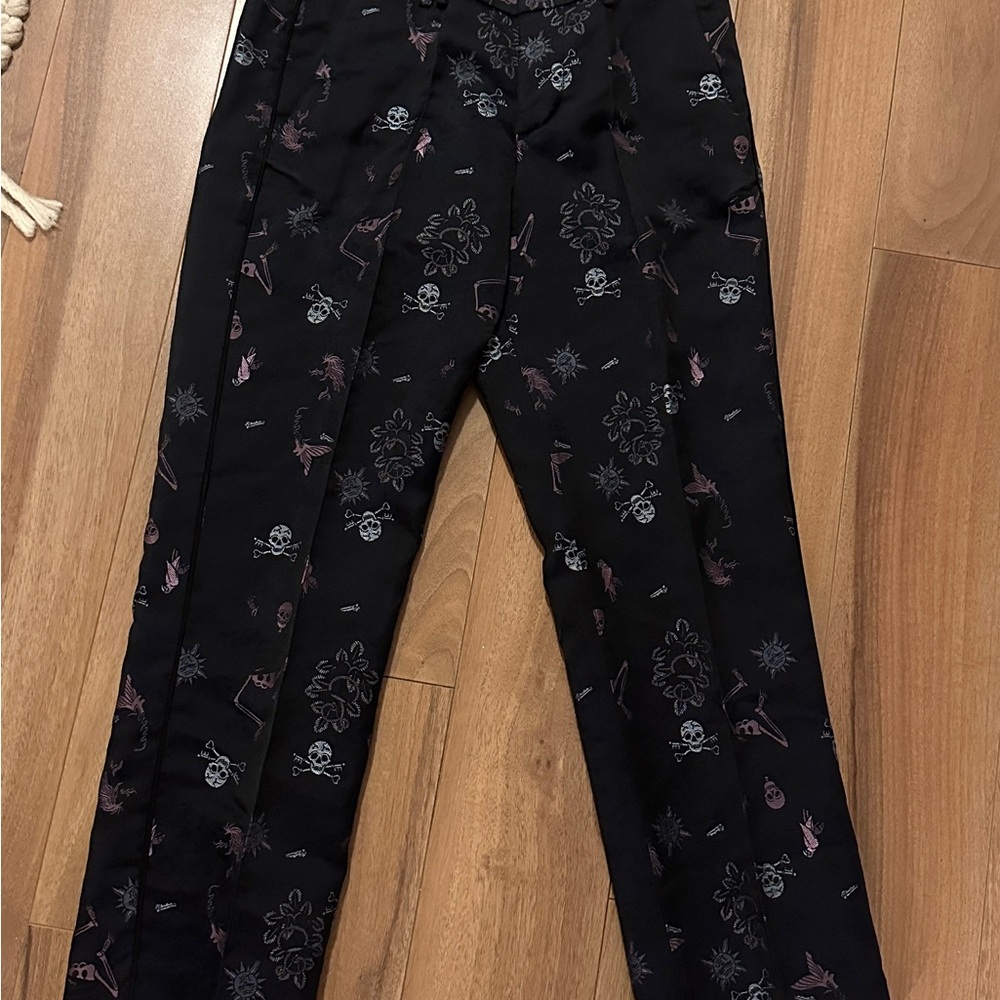 Navy Patterned Pants